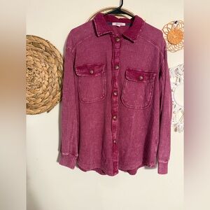 Briggs New York Textured Button-Up Jacket in Berry Pink